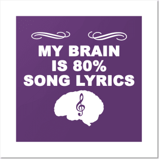 My brain is 80% song lyrics Posters and Art